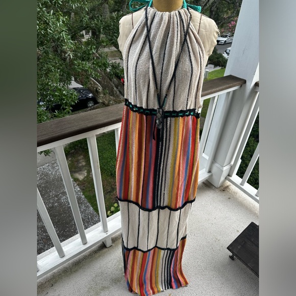 Free People beach cover up or day dress. Halter. Rare. Adjusting tie low back. - Picture 3 of 5